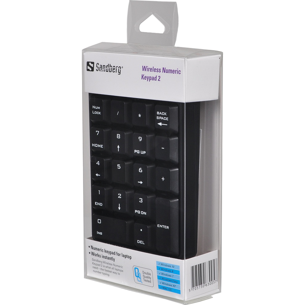 Sandberg Wireless Numeric Keypad 2 - Numerisk Tastatur - Svart