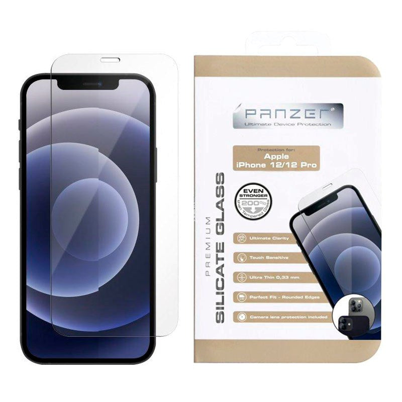 iPhone 12 Pro / 12 PANZER Premium Silicate Glass - Full-Fit Skjermbeskytter