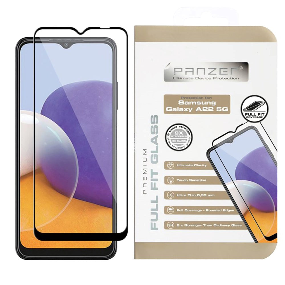 Samsung Galaxy A22 (5G) PANZER Premium Full-Fit Glass - Svart Ramme