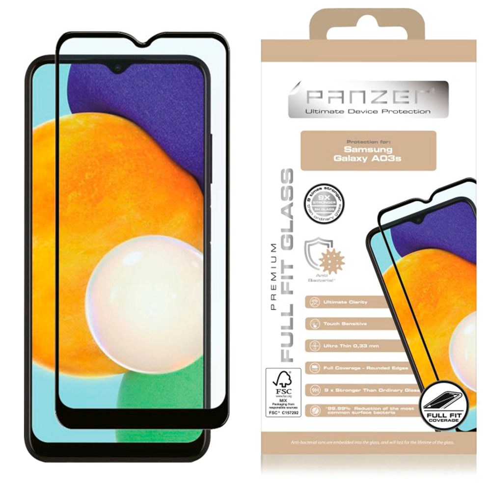 Samsung Galaxy A03s PANZER Premium Full Fit - Skjermbeskytter - Svart Kant