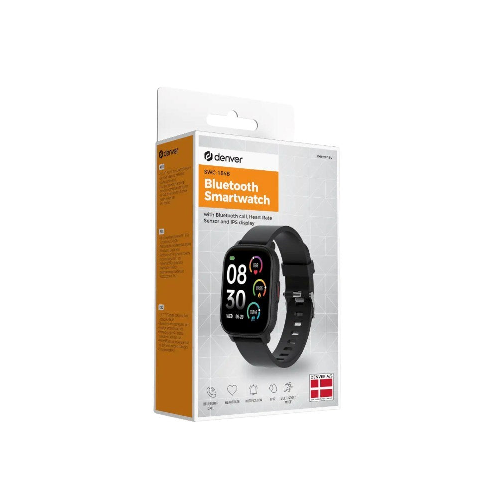 Denver SWC-184 Bluetooth Smartklokke med Helsesporing - Svart