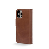 Trunk iPhone 12 Mini Ekte Skinn Deksel med Avtakbart Deksel - Brun