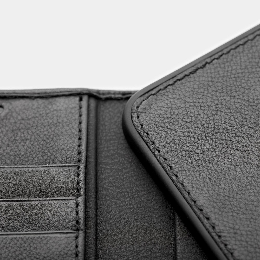 Trunk iPhone 13 Mini Ekte Skinn Deksel med Avtakbart Deksel - Svart