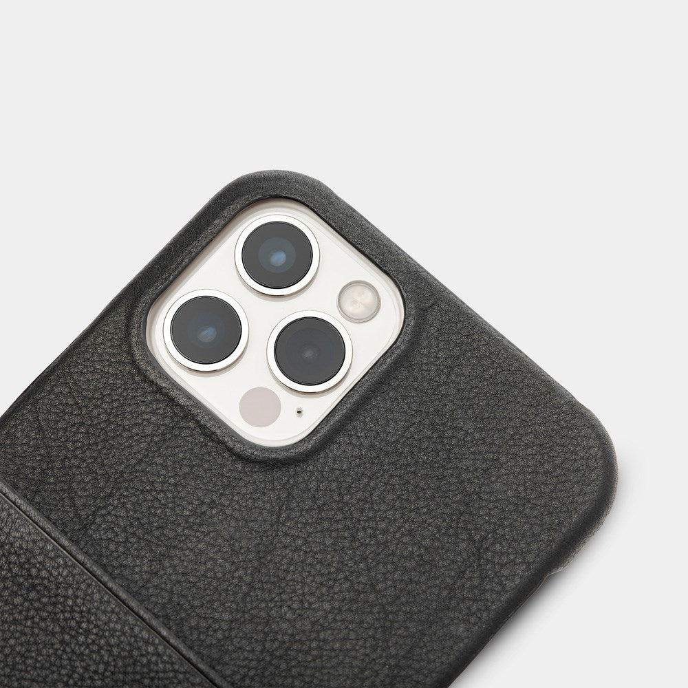 Trunk iPhone 13 Pro Ekte Skinn Deksel med Kortlomme - Svart