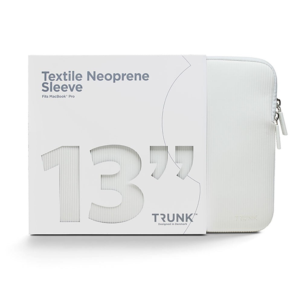 Trunk Neopren Sleeve for MacBook og Bærbar PC 13" med Riflet Design (32 x 22,5 x 2 cm) - Moonlight White