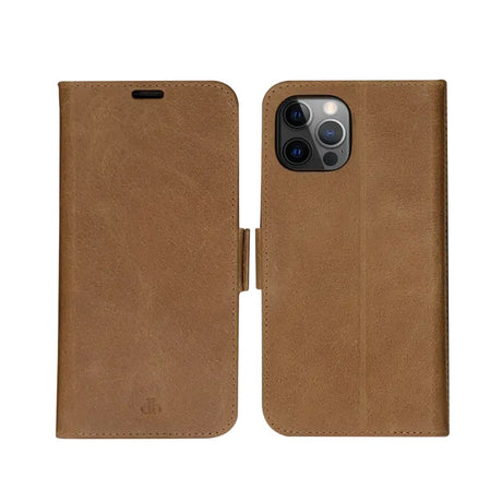 iPhone 12 / 12 Pro dbramante1928 Copenhagen Skinn Magnet Flip-Deksel - Tan