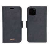 iPhone 11 Pro Max dbramante1928 New York 2-i-1 Ekte Skinn Flip Deksel - Night Black