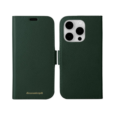 iPhone 15 Pro Max dbramante1928 New York 2-i-1 Ekte Skinn Flip Deksel - Evergreen