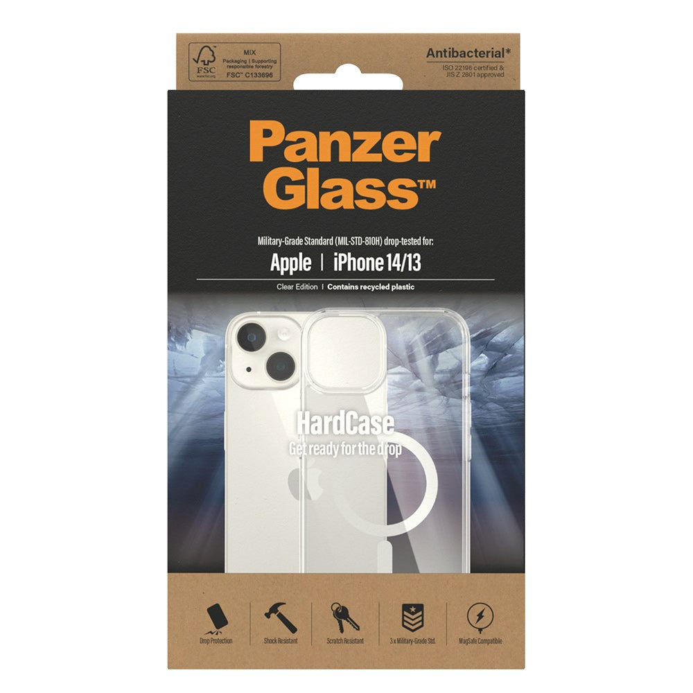 iPhone 14 / 13 Deksel PanzerGlass HardCase AntiBacterial - MagSafe-kompatibel - Gjennomsiktig