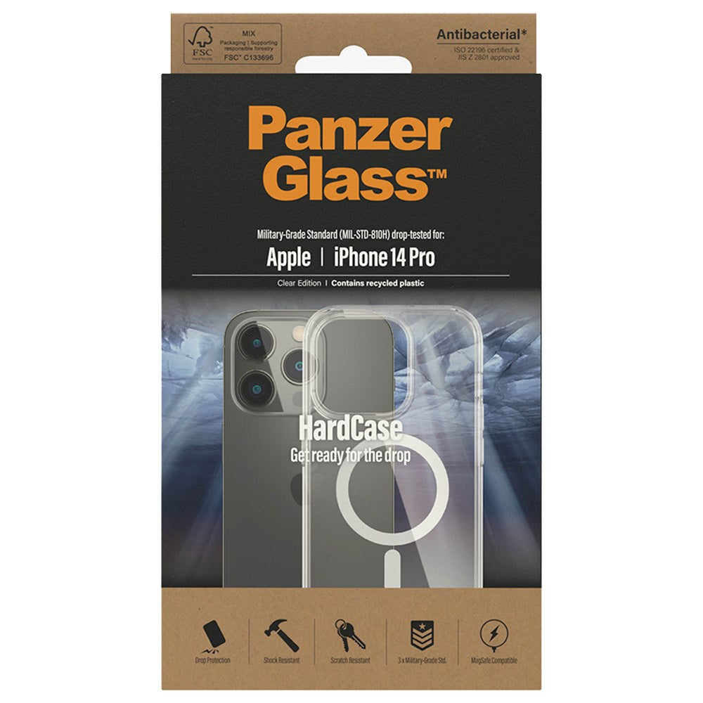 iPhone 14 Pro Deksel PanzerGlass HardCase AntiBacterial - MagSafe-kompatibel - Gjennomsiktig