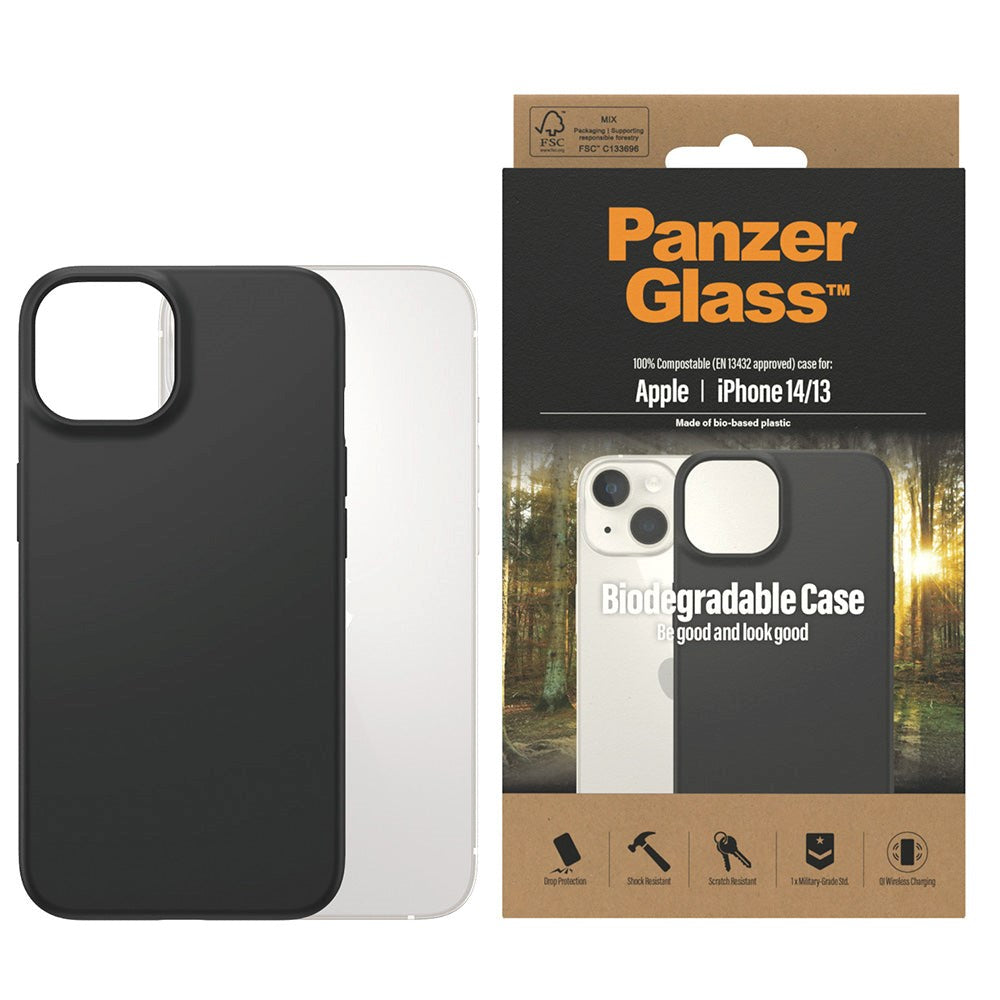 iPhone 14 / 13 PanzerGlass Biologisk Nedbrytbart Deksel - 100% Plantebasert - Svart