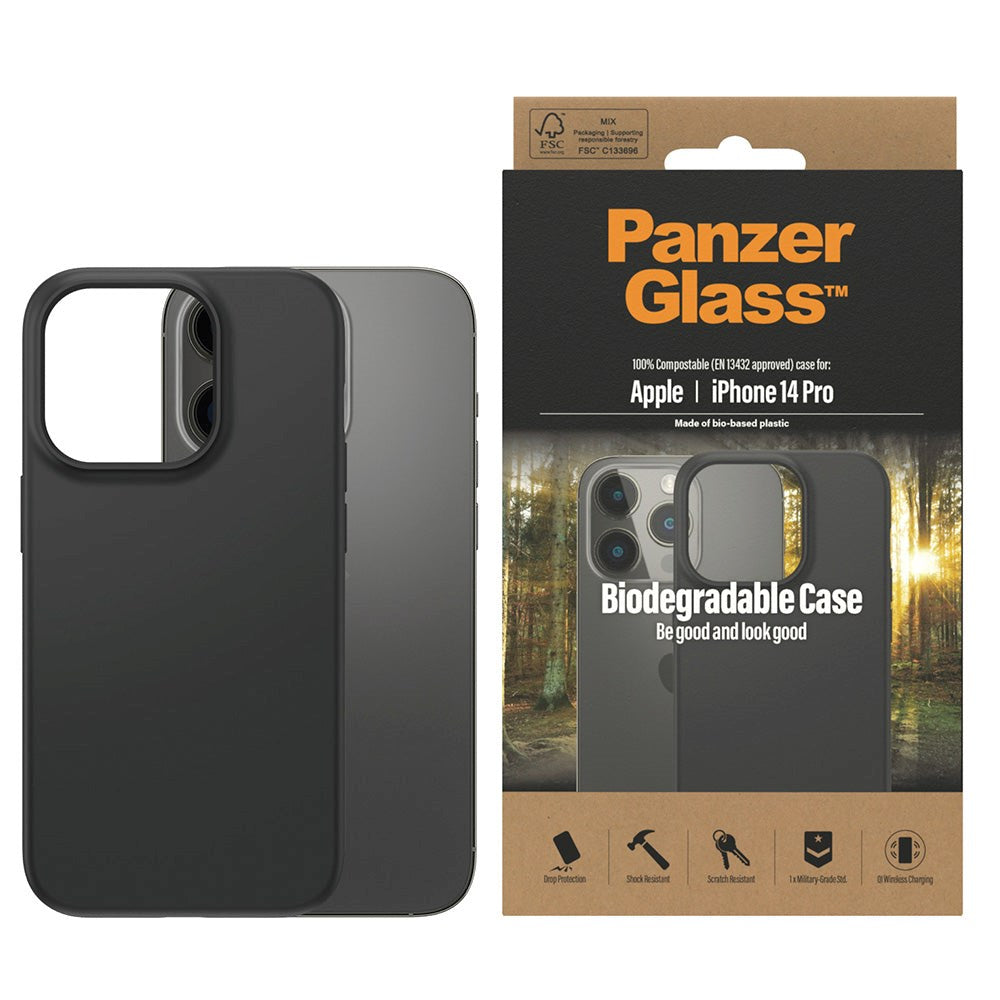 iPhone 14 Pro PanzerGlass Biologisk Nedbrytbart Deksel - 100% Plantebasert - Svart