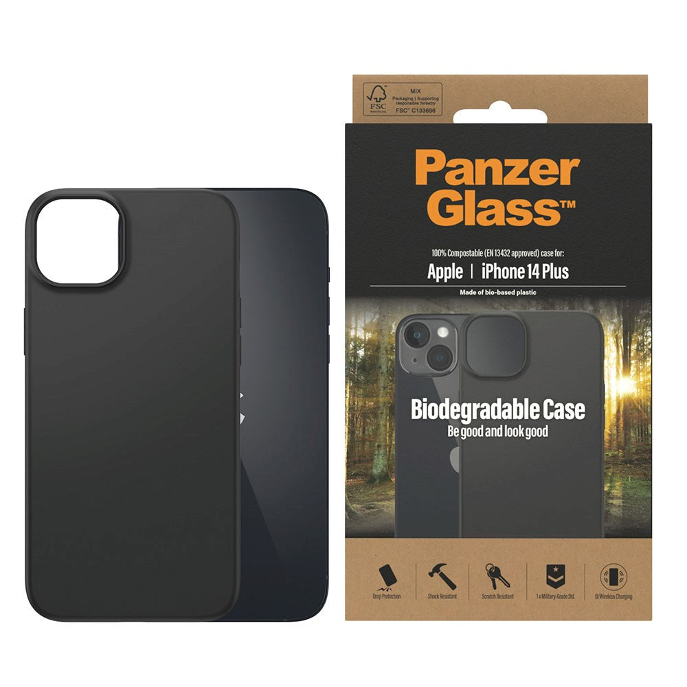 iPhone 14 Plus PanzerGlass Biologisk Nedbrytbart Deksel - 100% Plantebasert - Svart