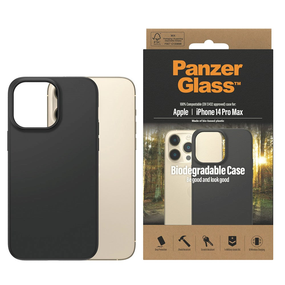 iPhone 14 Pro Max PanzerGlass Biologisk Nedbrytbart Deksel - 100% Plantebasert - Svart