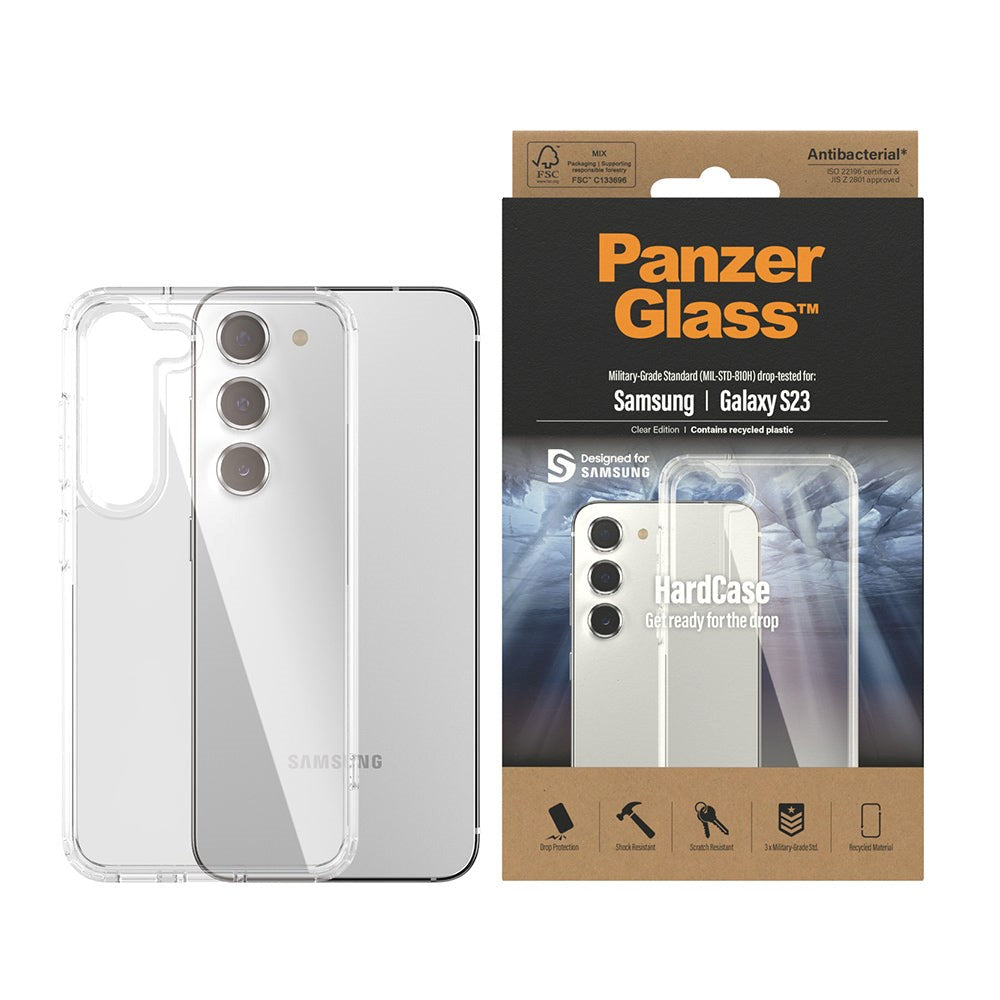 Samsung Galaxy S23 Deksel PanzerGlass HardCase AntiBacterial - Gjennomsiktig