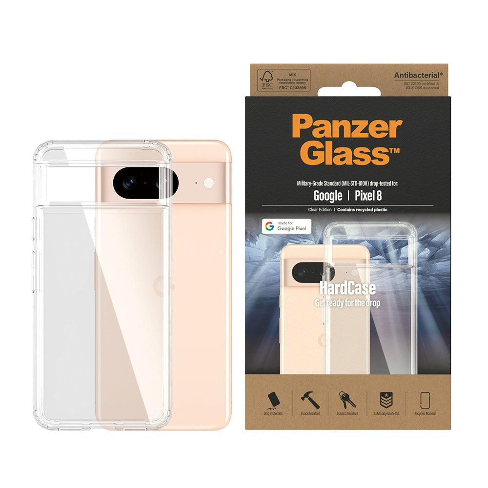 Google Pixel 8 Deksel PanzerGlass HardCase AntiBacterial - Gjennomsiktig