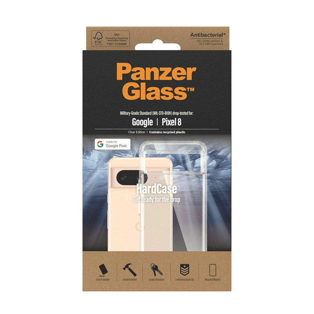 Google Pixel 8 Deksel PanzerGlass HardCase AntiBacterial - Gjennomsiktig