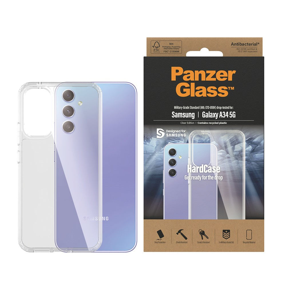 Samsung Galaxy A34 (5G) Deksel PanzerGlass HardCase AntiBacterial - Gjennomsiktig