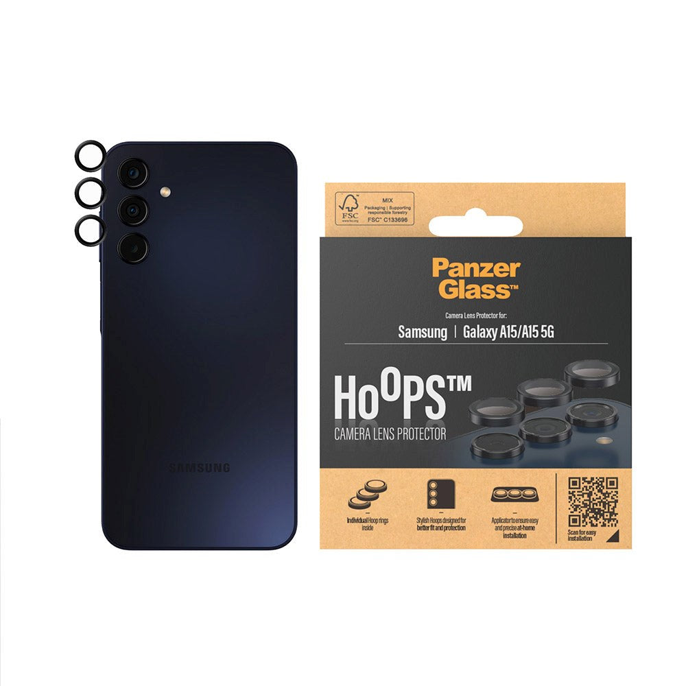 Samsung Galaxy A15 / A15 (5G) PanzerGlass Hoops - Kamerabeskyttelse - Gjennomsiktig / Svart