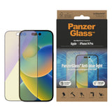 iPhone 14 Pro PanzerGlass AntiBacterial Ultra Wide Fit Beskyttelsesglass- Easy Aligner - Anti-Blue Light - Diamond Strength - Gjennomsiktig