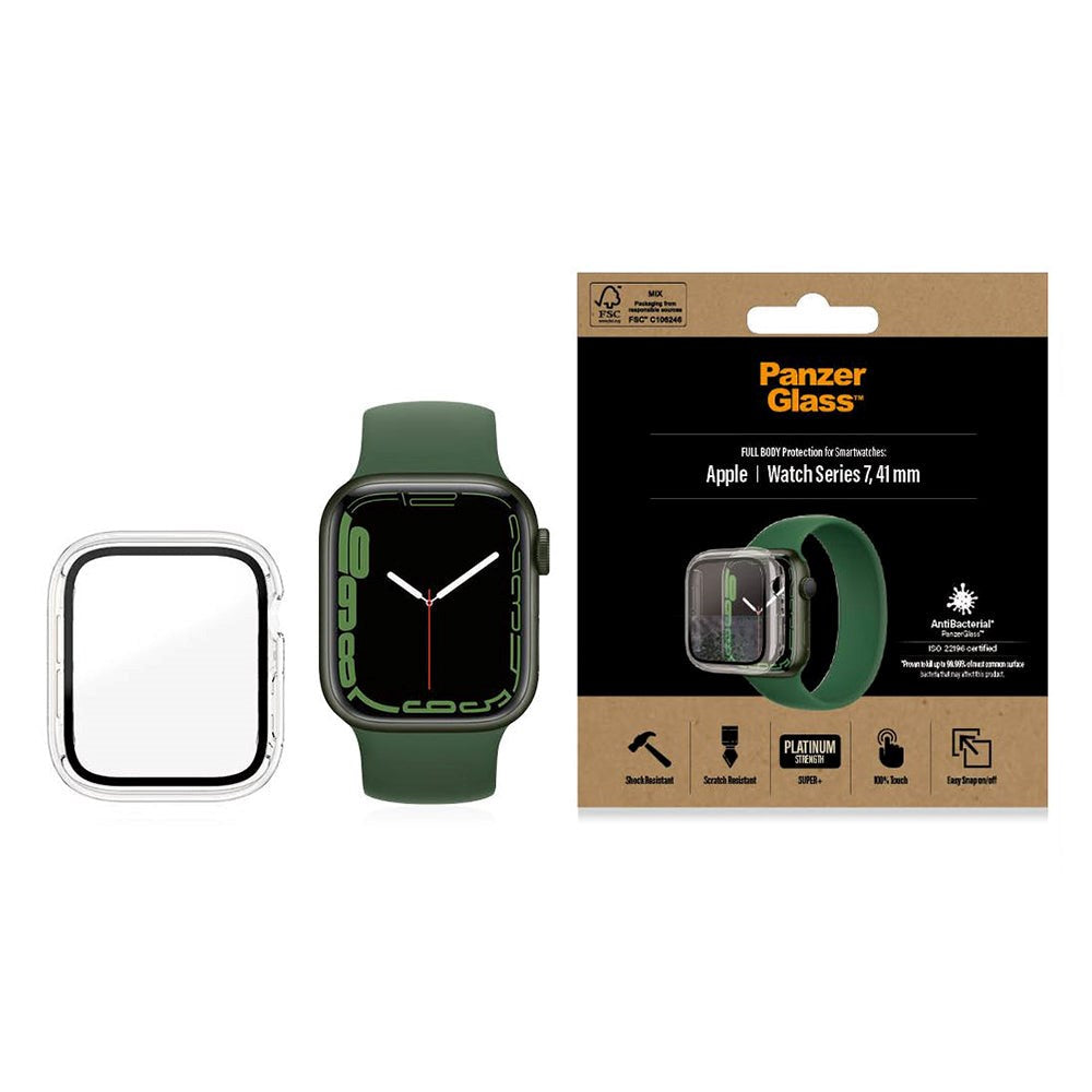 PanzerGlass Apple Watch 9/8/7 (41mm) Full Body Protection Deksel med Innebygd Skjermbeskytter - Gjennomsiktig