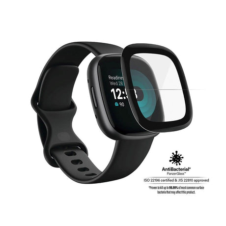 Fitbit Versa 4 / Versa 3 / Sense PanzerGlass Herdet Glas Skjermbeskytter - Svart Kant