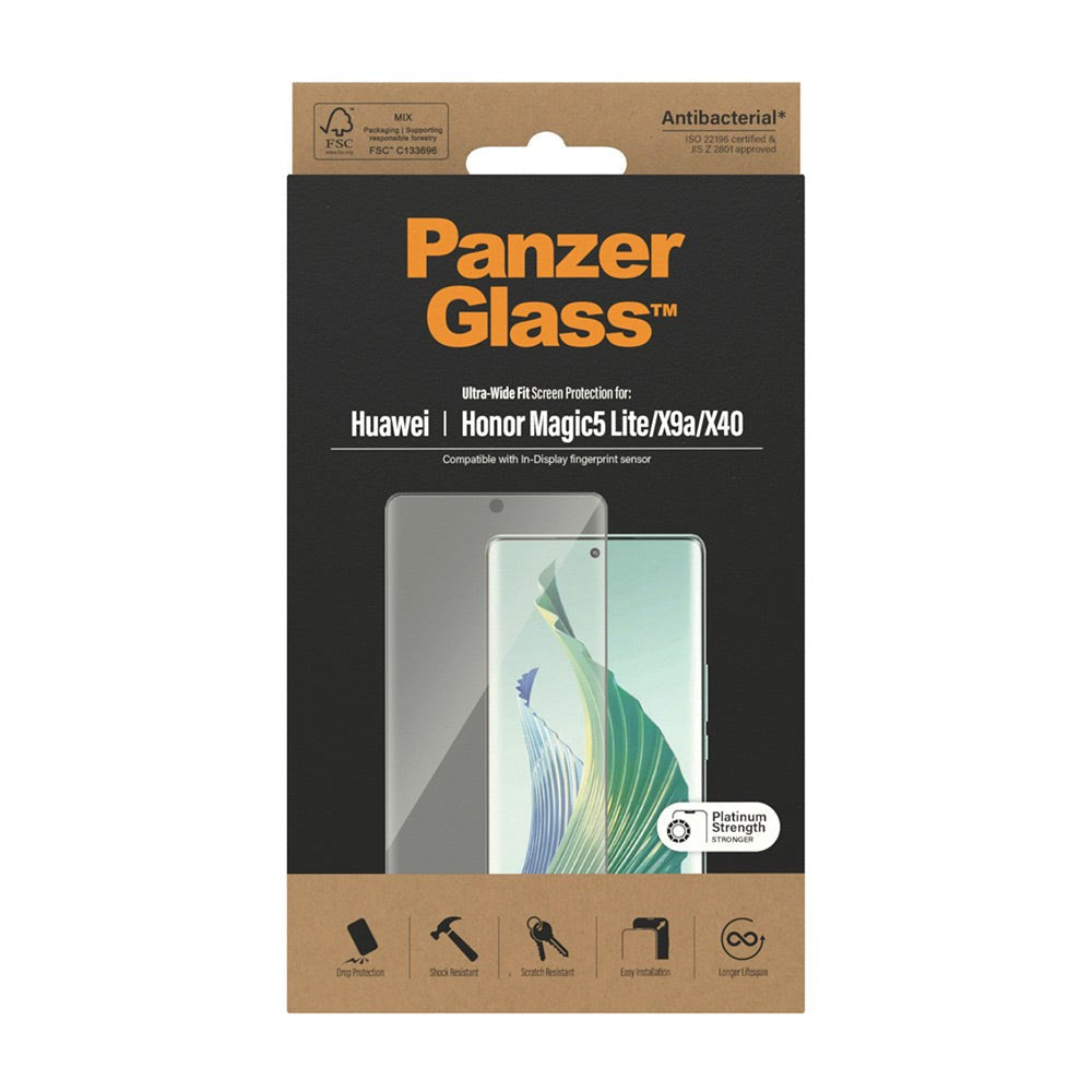 Honor Magic5 Lite PanzerGlass Ultra Wide Fit Skjermbeskyttelsesglass - Platinum Strength - Svart Kant