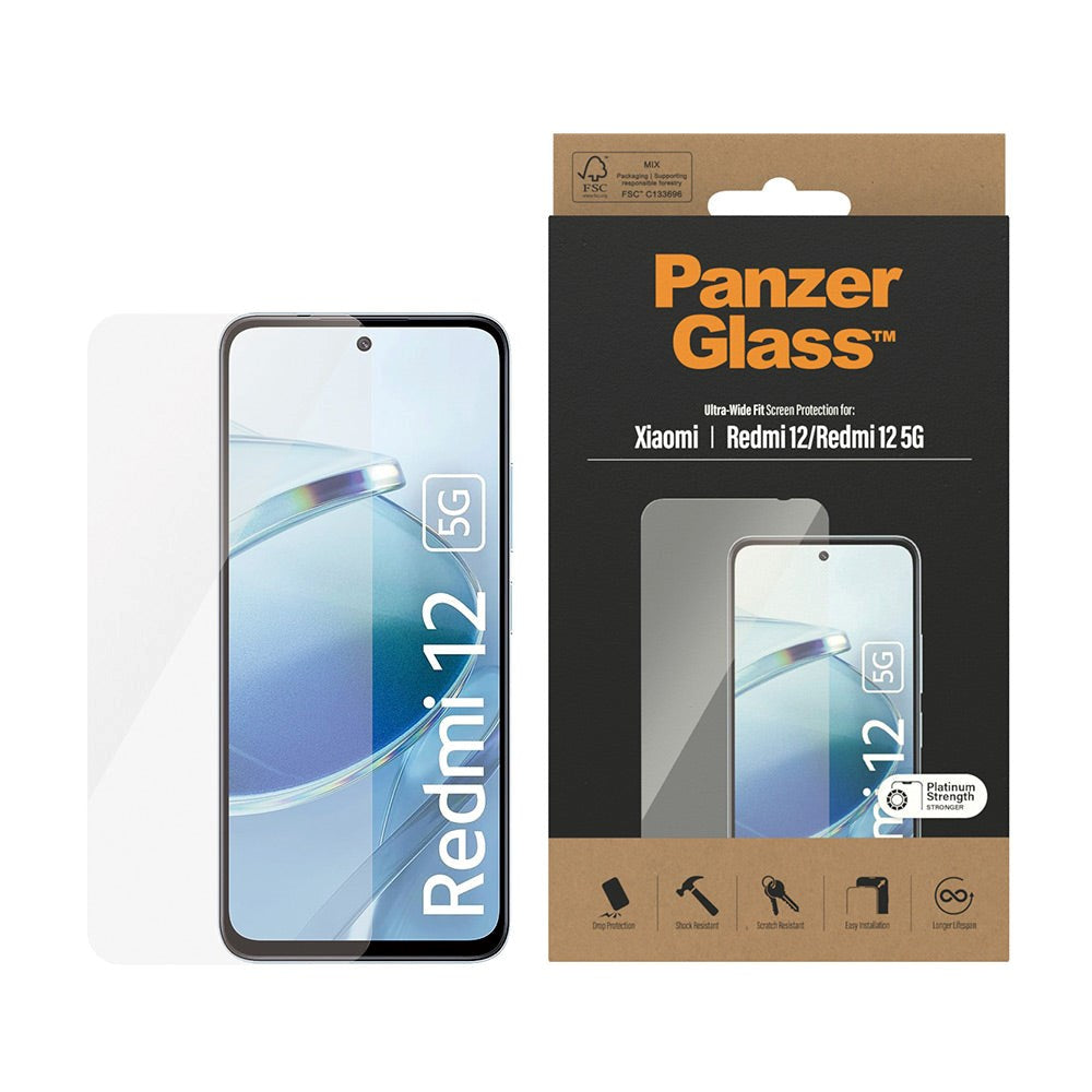 Xiaomi Redmi 12 / 12 (5G) PanzerGlass Ultra Wide Fit Skjermbeskyttelsesglass - Platinum Strength - Gjennomsiktig