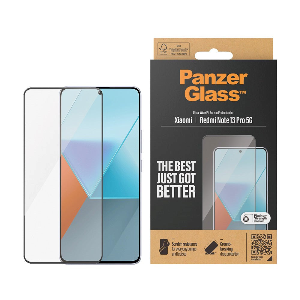 Xiaomi Redmi Note 13 Pro (5G) PanzerGlass Ultra Wide Fit Skjermbeskyttelsesglass - Platinum Strength - Svart Kant