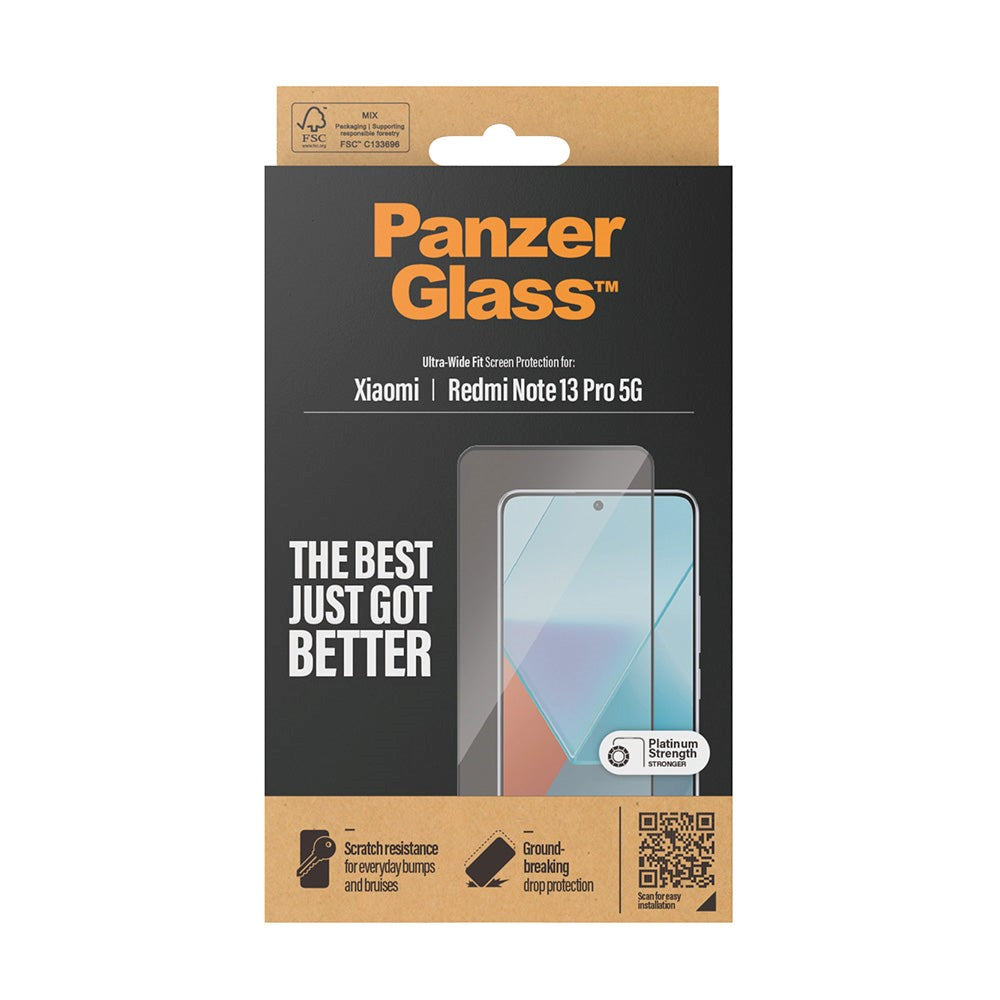 Xiaomi Redmi Note 13 Pro (5G) PanzerGlass Ultra Wide Fit Skjermbeskyttelsesglass - Platinum Strength - Svart Kant