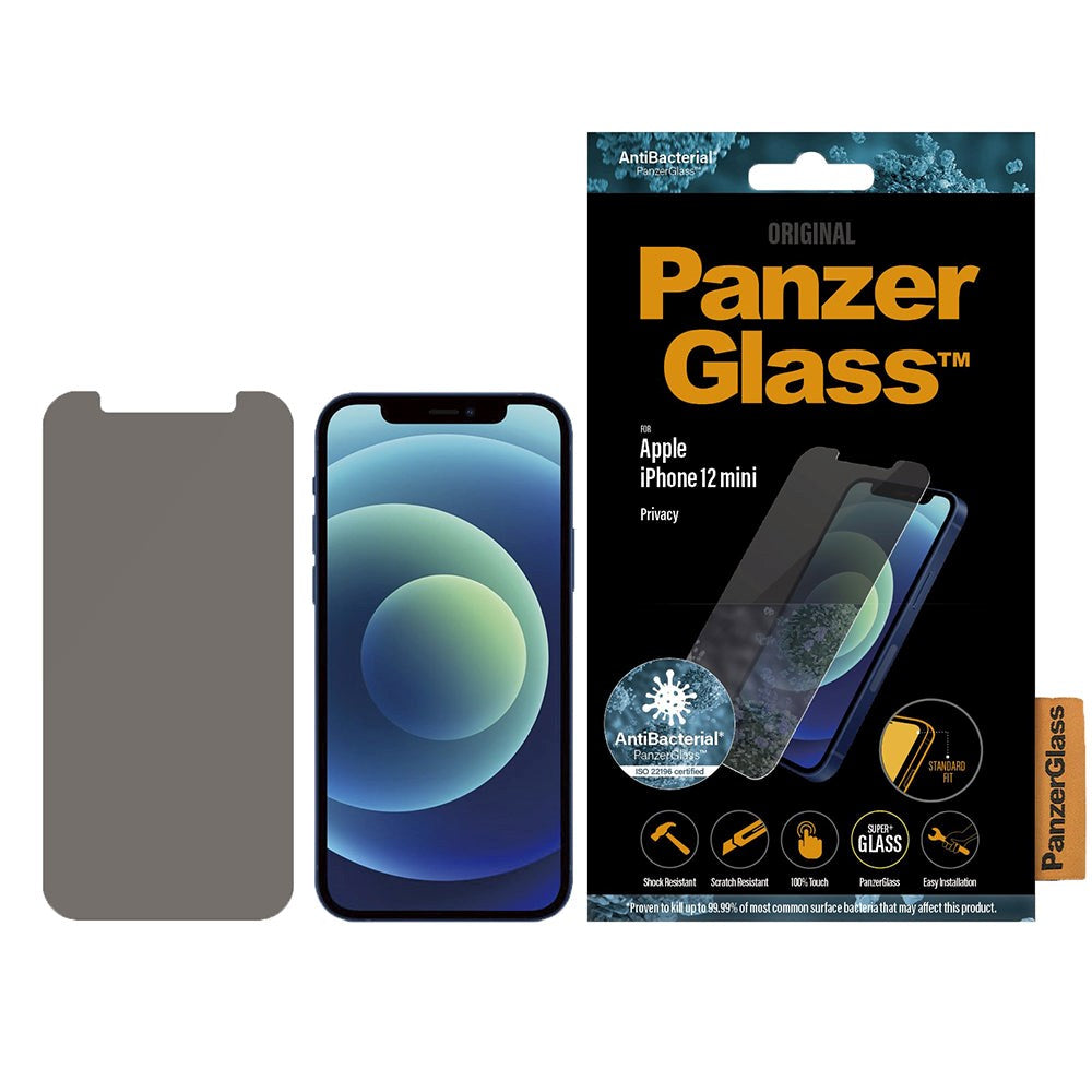 PanzerGlass iPhone 12 Mini AntiBacterial Standard Fit Skjermbeskytter - Privacy Glass - Gjennomsiktig