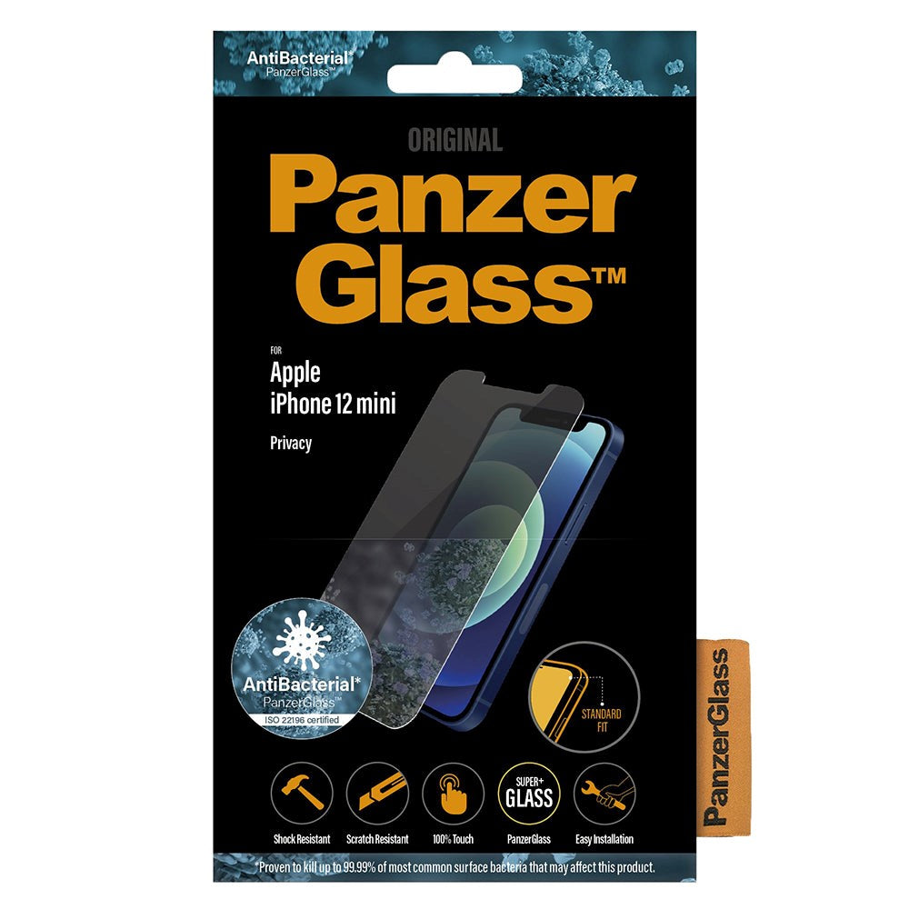 PanzerGlass iPhone 12 Mini AntiBacterial Standard Fit Skjermbeskytter - Privacy Glass - Gjennomsiktig