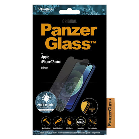 PanzerGlass iPhone 12 Mini AntiBacterial Standard Fit Skjermbeskytter - Privacy Glass - Gjennomsiktig