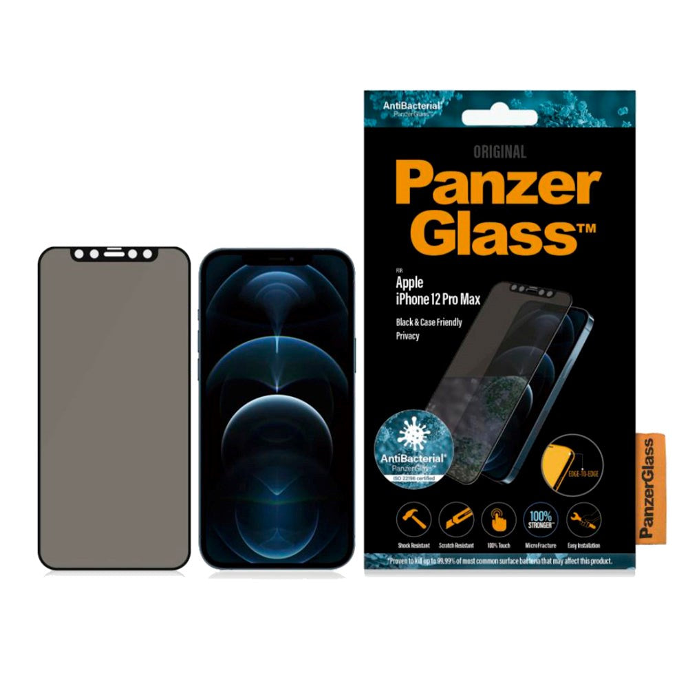 iPhone 12 Pro Max PanzerGlass Antibakteriell Standard Fit Skjermbeskytter - Privacy Glass - Svart