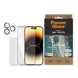 iPhone 14 Pro PanzerGlass 3-i-1 Bundle med EasyAligner - Skärmskyddsglas (UWF) / Deksel / Kamerabeskyttelse - Gjennomsiktig