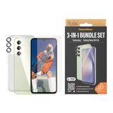 Samsung Galaxy A55 (5G) PanzerGlass 3-i-1-Bundle m. EasyAligner - Skjermbeskyttelse (UWF) / D3O Bio Hardcase-deksel / Hoops Kamerabeskyttelse - Gjennomsiktig / Svart