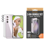 Samsung Galaxy S24+ (Plus) PanzerGlass 3-i-1-Bundle m. EasyAligner - Skjermbeskyttelse (UWF) / D3O Bio Hardcase-deksel / Hoops Kamerabeskyttelse - Gjennomsiktig / Svart