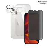 iPhone 14 PanzerGlass 3-i-1 Bundle med EasyAligner - Privacy Beskyttelsesglass (UWF) / Deksel / Kamerabeskyttelse - Gjennomsiktig