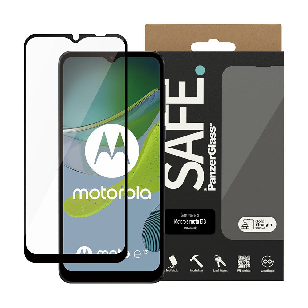 Motorola Moto E13 Safe By PanzerGlass® Ultra-Wide Fit Beskyttelsesglass - Case Friendly - Gold Strength - Gjennomsiktig