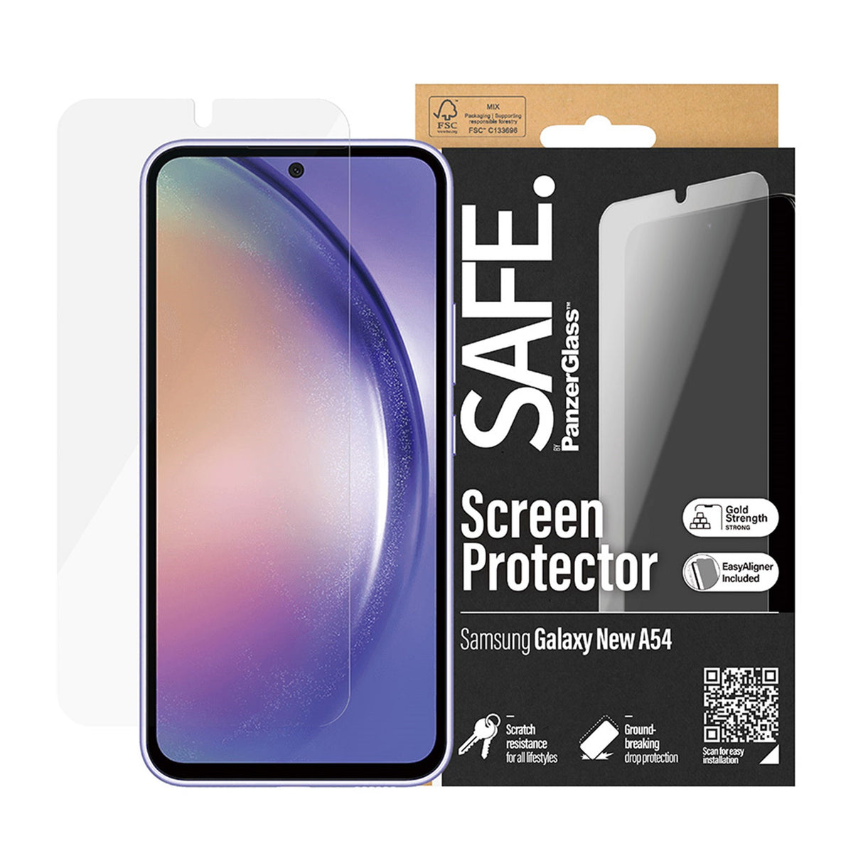 Samsung Galaxy A55 (5G) Safe By PanzerGlass® Ultra-Wide Fit Beskyttelsesglass - Case Friendly - Gold Strength - Gjennomsiktig