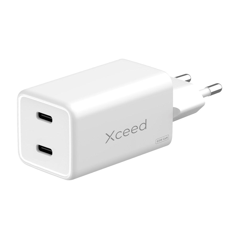 Xceed 65W GaN Vegglader med 2 x USB-C - Hvit