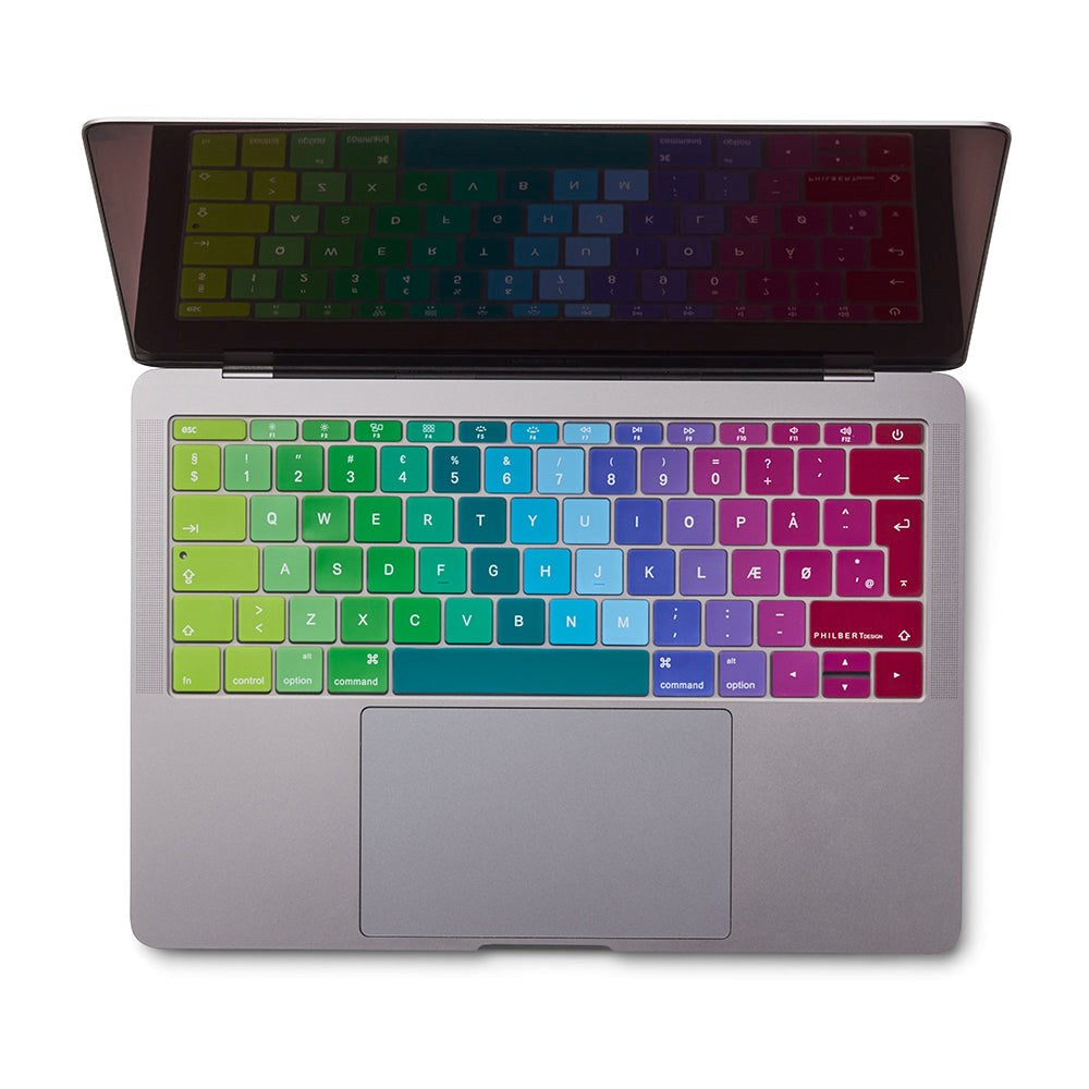 Philbert MacBook (A1534 / A1708) Keyboard Deksel m. Nordisk Tastatur - Rainbow