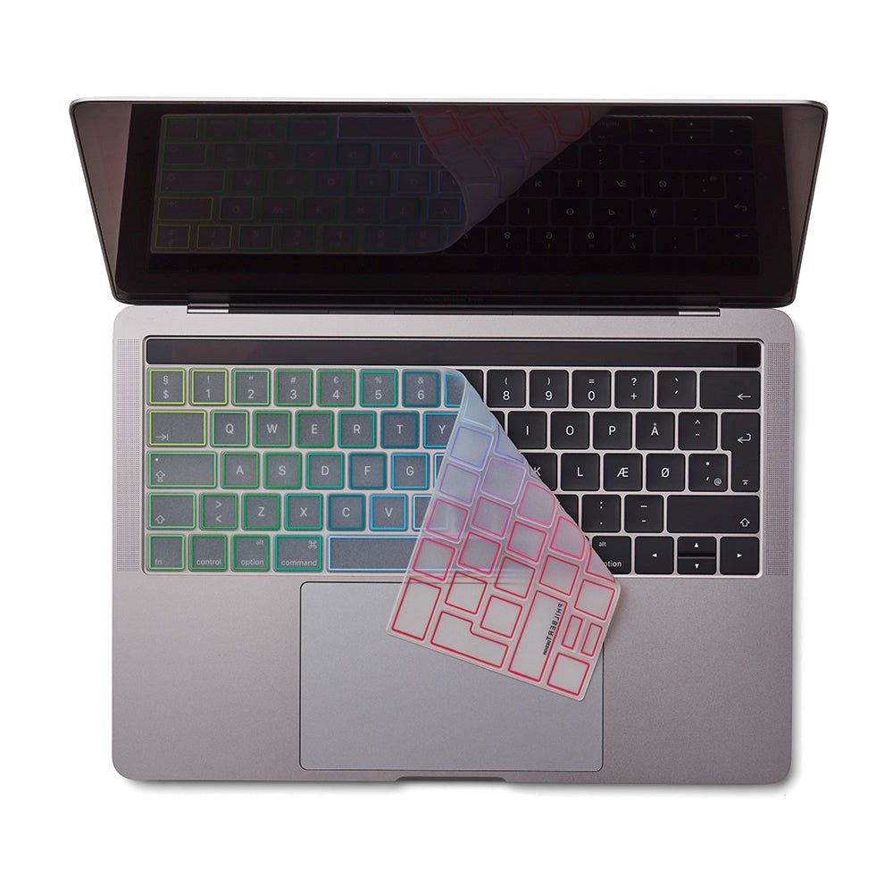 Philbert MacBook Touch Bar 13" / 15" Keyboard Deksel m. Nordisk Tastatur - Transparent / Rainbow