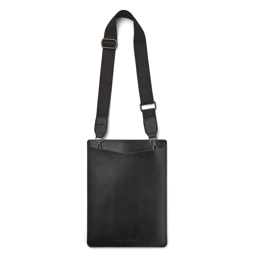 Philbert UltraSlim Vegansk Skinn Sleeve m. Stropp til MacBook / Laptop 15" (35,5 x 25 x 2 cm) - Svart