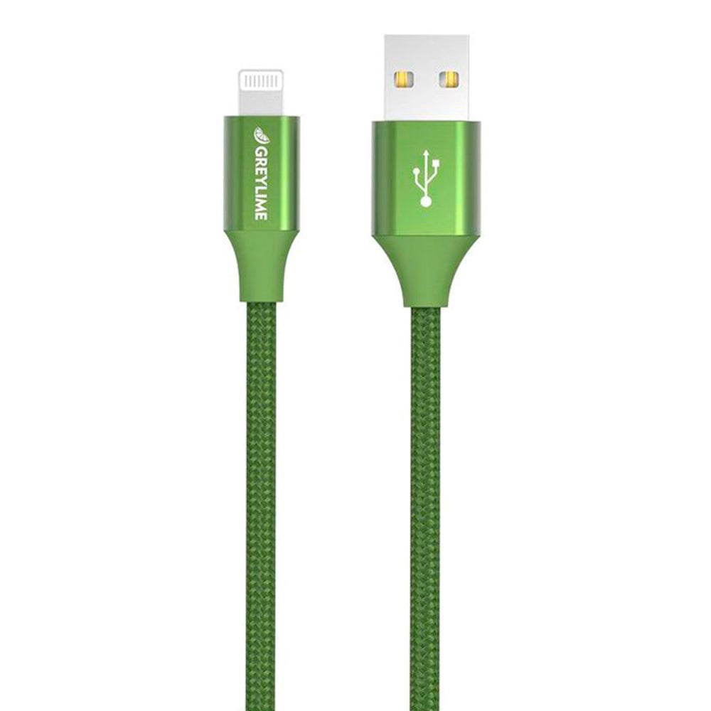 GreyLime Flettet USB-A til Lightning Kabel 2 meter - Grønn