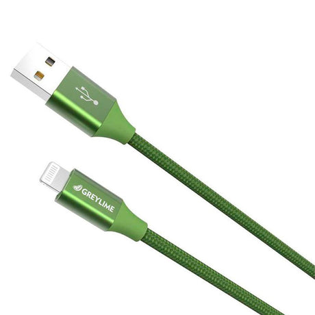 GreyLime Flettet USB-A til Lightning Kabel 2 meter - Grønn