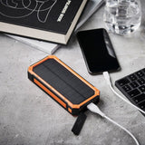 Lippa Solcelle PowerBank 20.000 mAh 20W 3 x USB-A & 1 x USB-C- Svart / Oransje