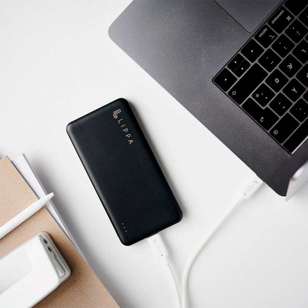 Lippa 18W Powerbank med USB-C og USB-A - 10 000 mAh - Svart