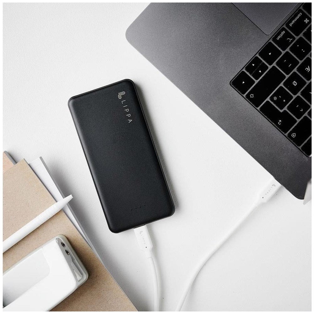 Lippa 10,5W m. USB-A Powerbank 10 000 mAh - Svart