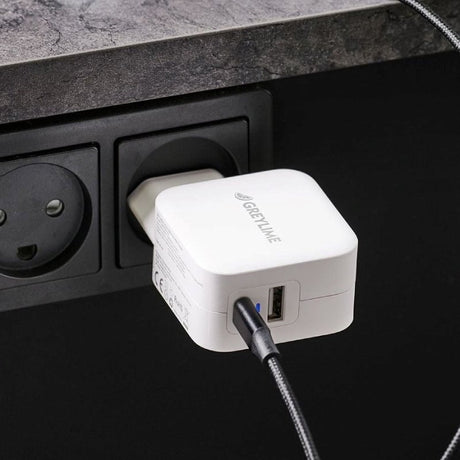 GreyLime 38W PD Vegglader med 1 x USB-C & 1 x USB-A - Hvit